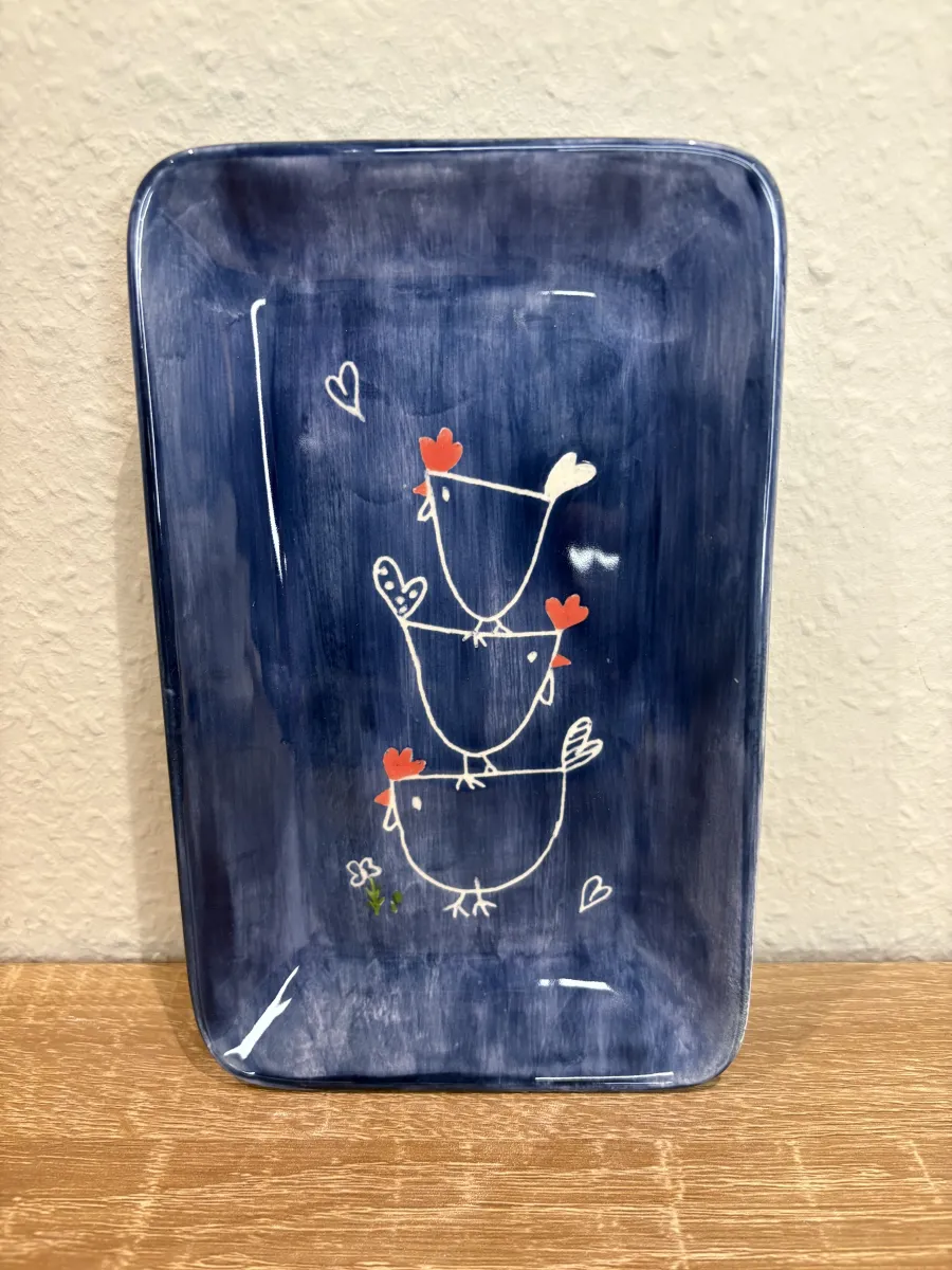 Rechteckiger Teller – handbemaltes Unikat 043