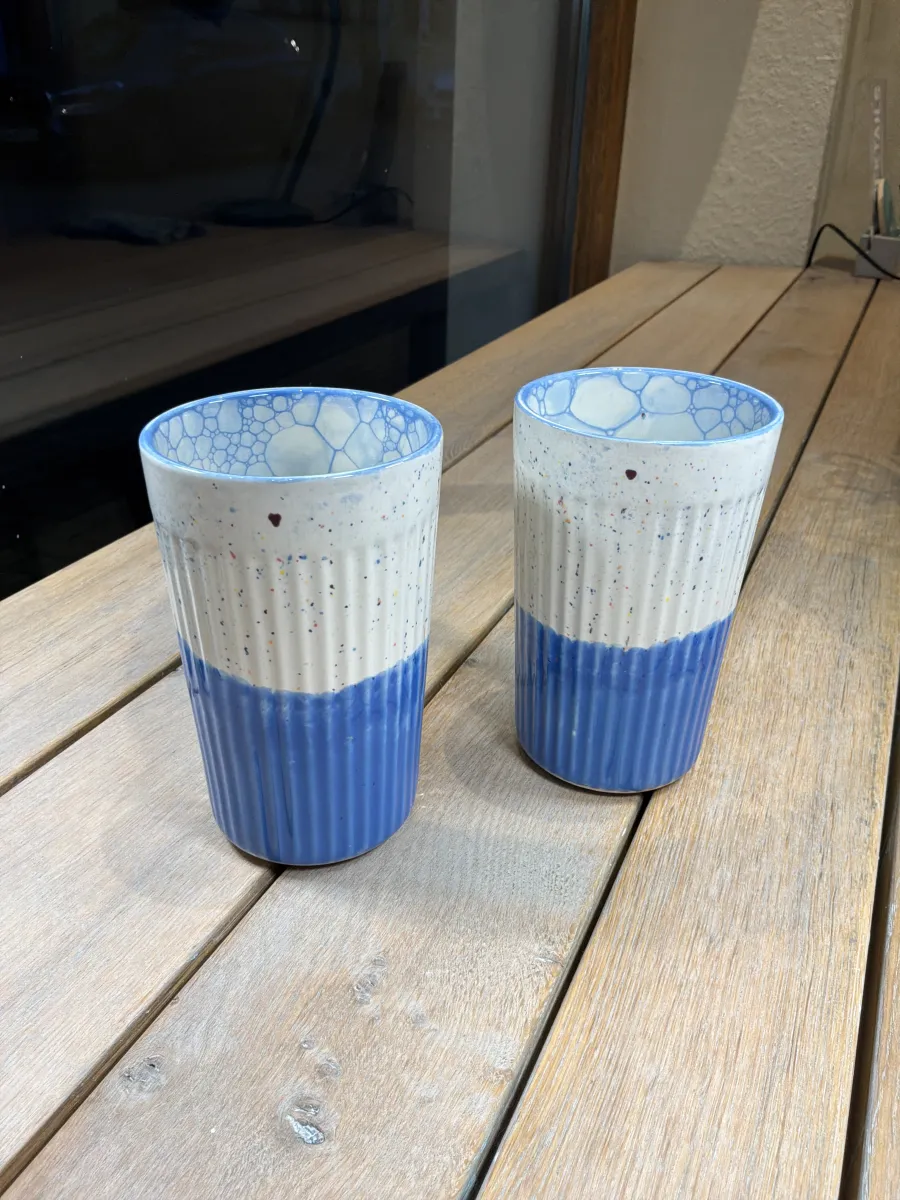 Rillenbecher Set - handbemaltes Unikat 077