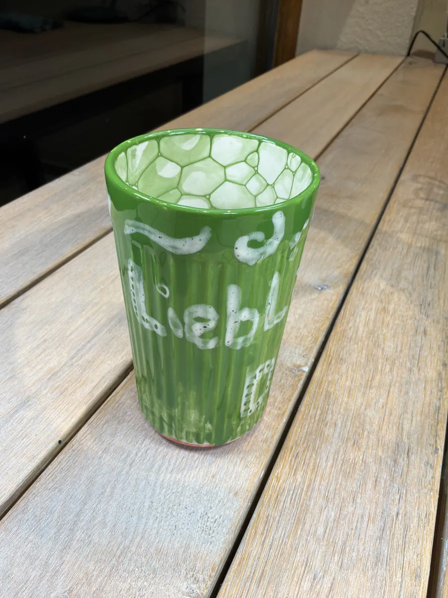 Rillenbecher - handbemaltes Unikat 052
