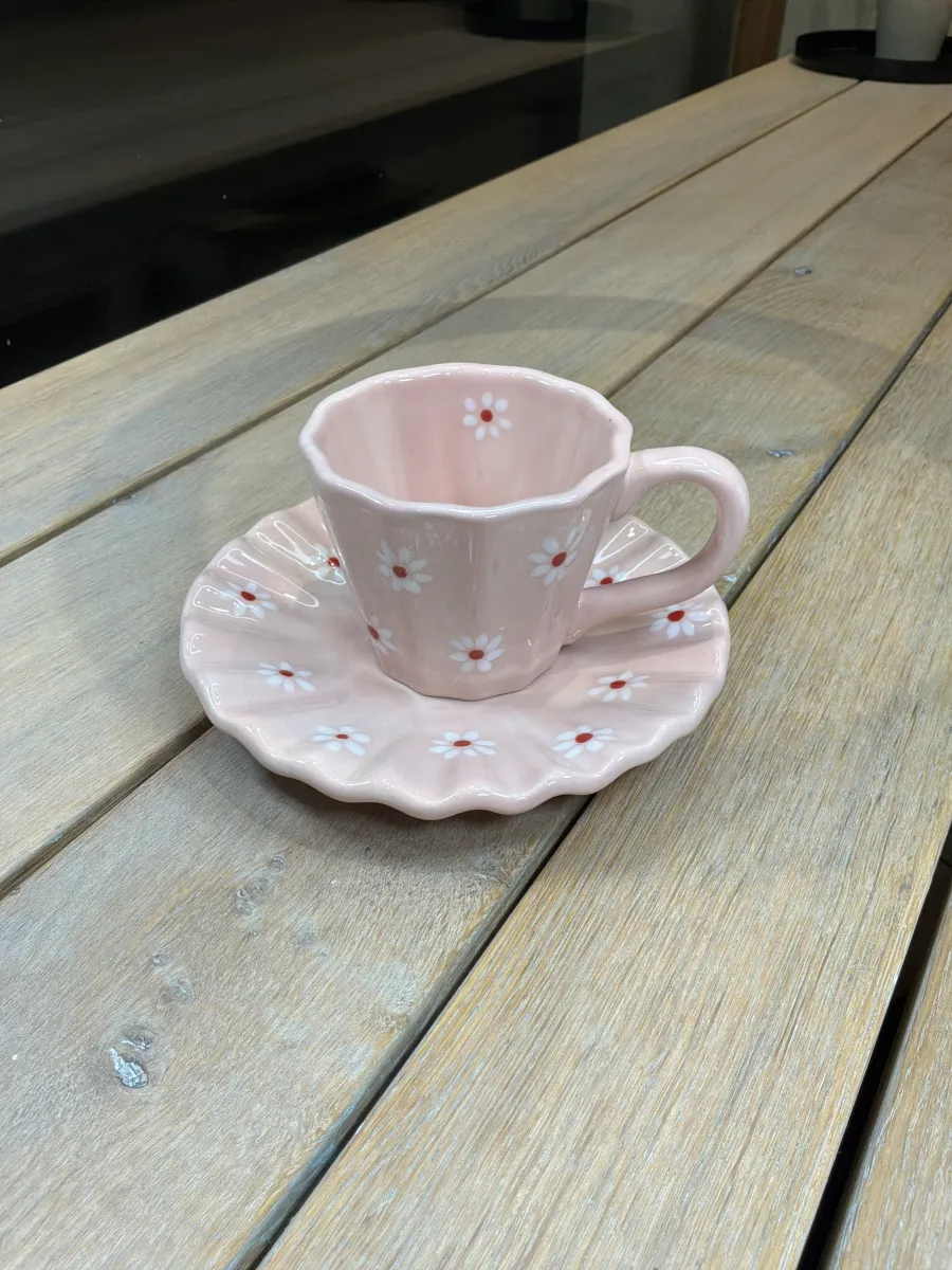 Tasse mit Untertasse – handbemaltes Unikat 049